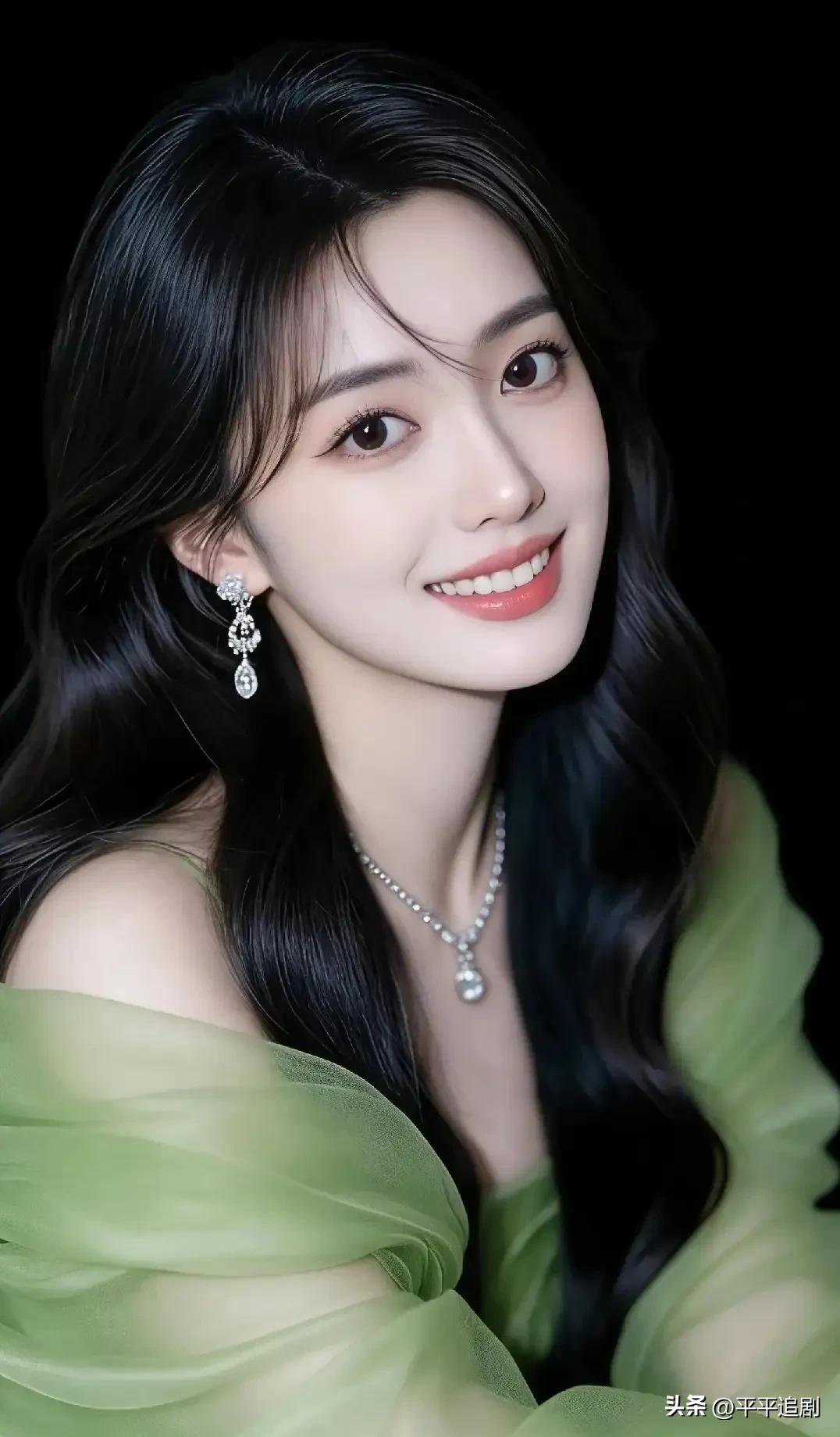 青纱轻笼，钻石映光。
笑意藏在眉眼间，温柔漫过肩线，
在时光里，做自带柔光的自己