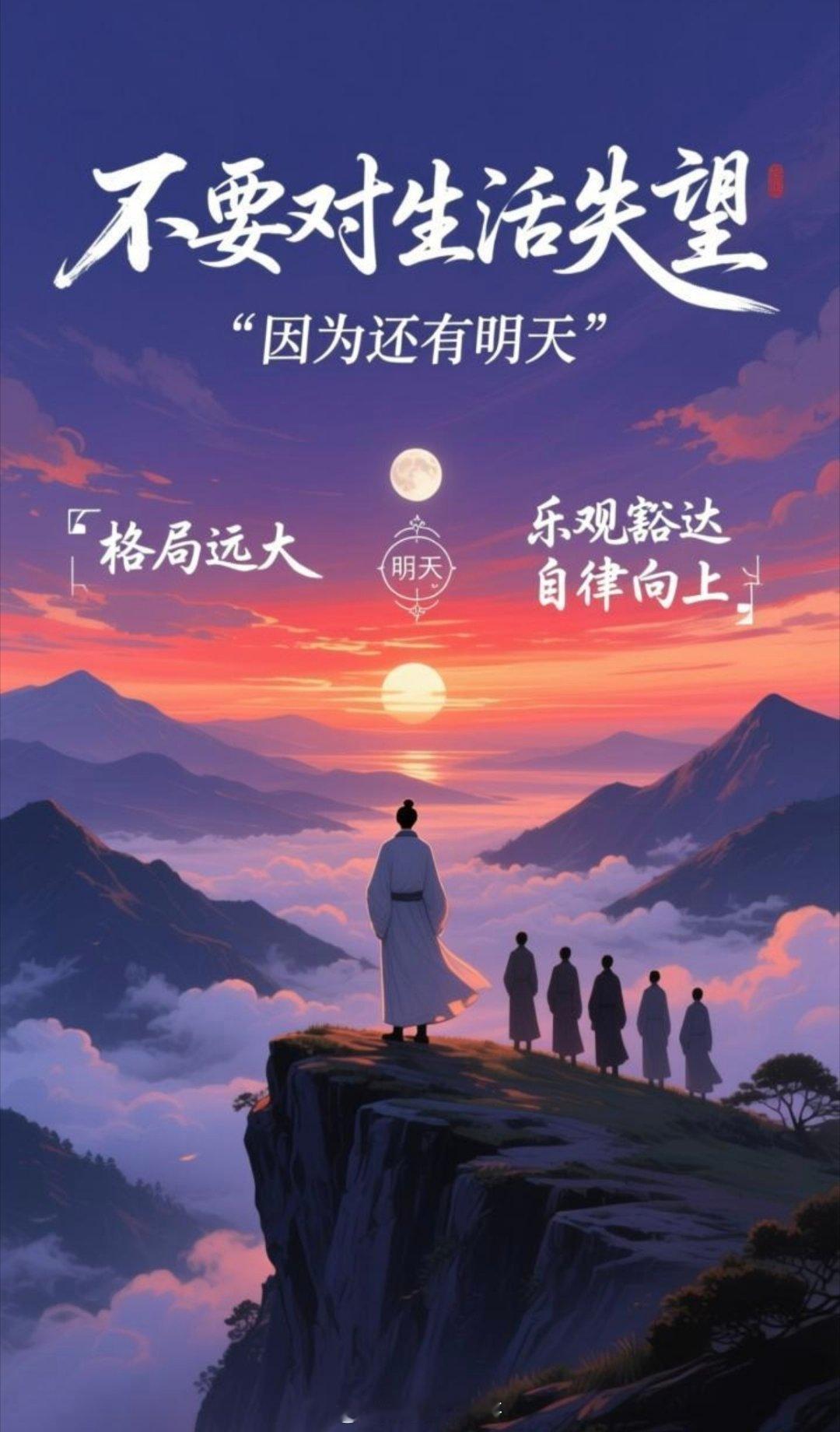 不管今天发生了多么糟糕的事情，都不要对生活失望，因为还有明天。和格局远大的人在一