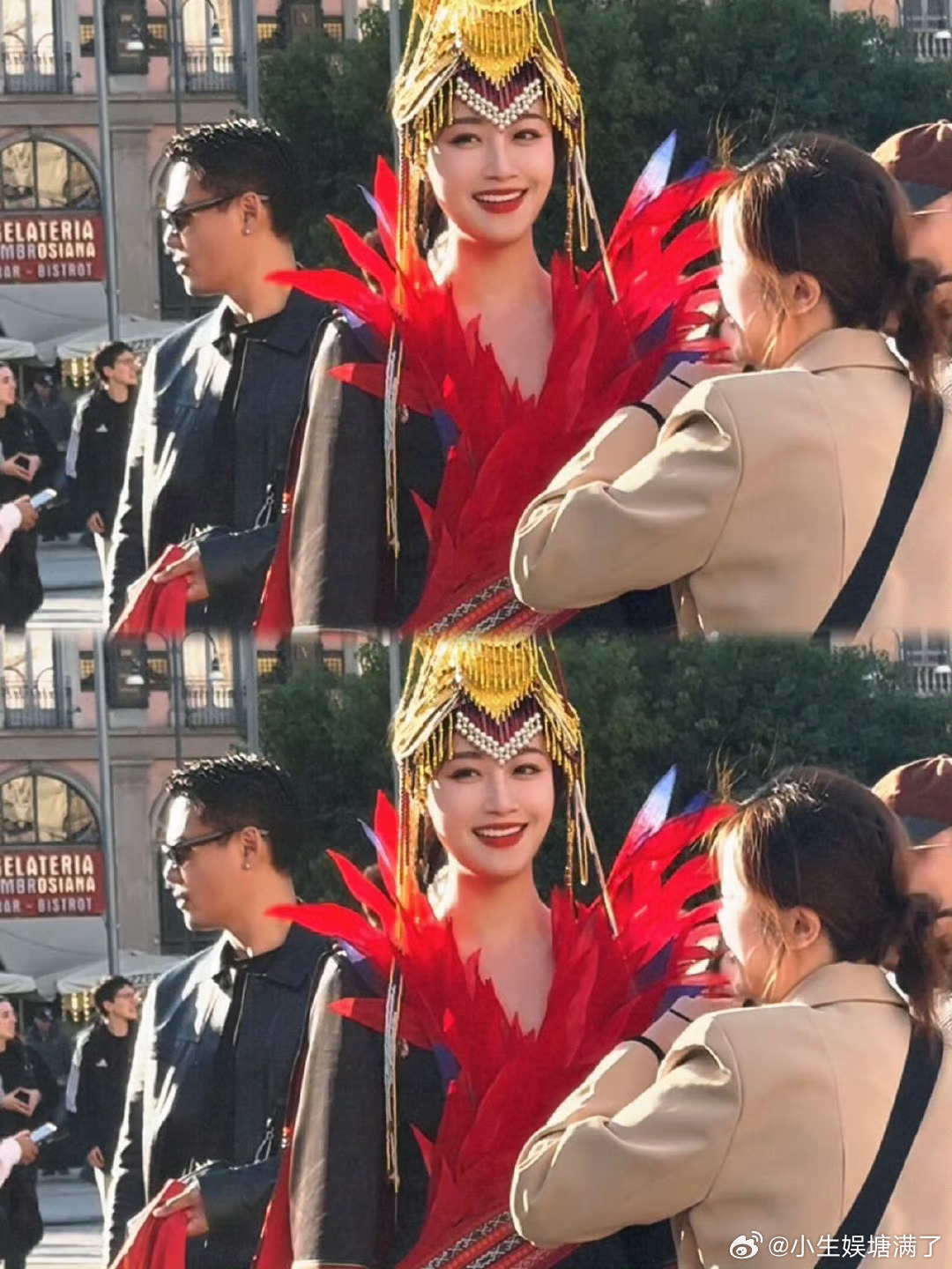 蓝盈莹东方美学征服米兰 这身装扮既保持了畲族传统服饰的庄重，又融入了现代时尚元素