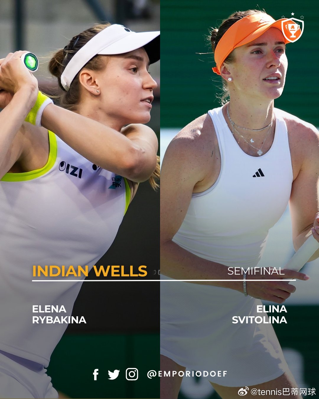 印第安维尔斯女单四强对阵萨巴伦卡vs诺斯科娃莱巴金娜vs斯维托丽娜新科世界第二能