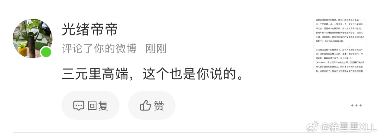 三元锂高端咋又成我说的了？三元锂高端它是个规律，无论我说不说，它都客观存在。20