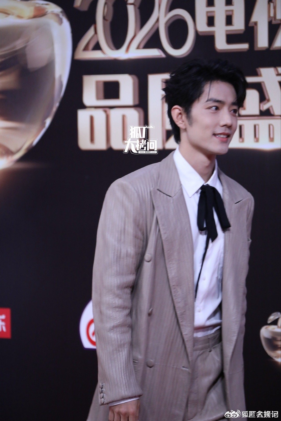 肖战黑色蝴蝶结领带肖战红毯优雅王子造型绅士又温柔，肖战黑色蝴蝶结领带，太戳我了！