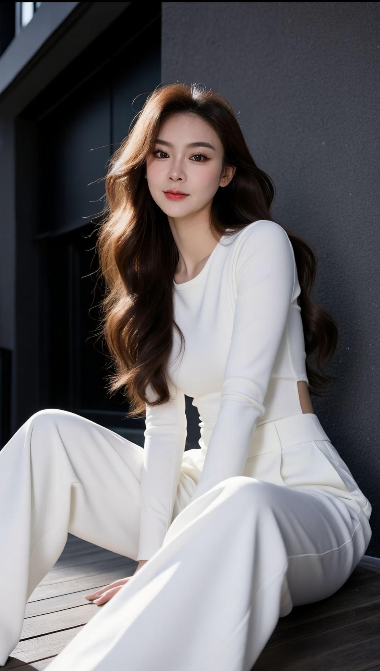 AI逆光白衣写真