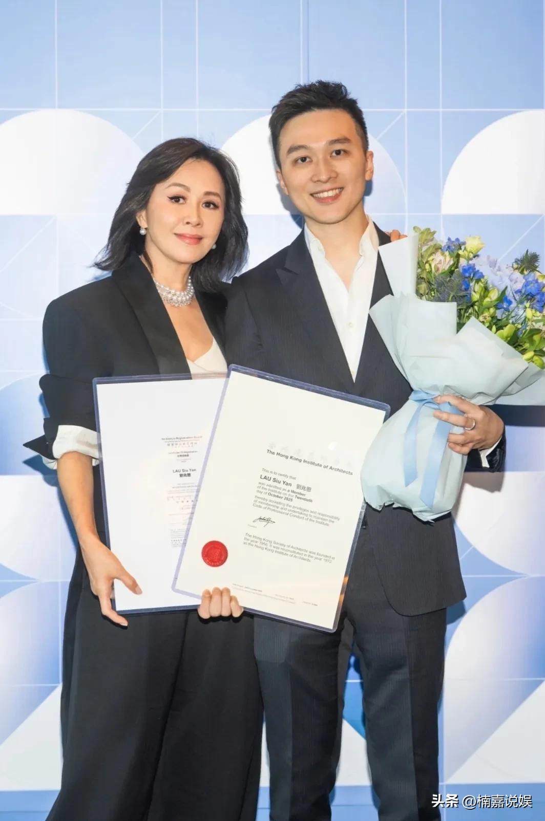刘嘉玲晒建筑师侄子的获奖照，姑侄俩长得可真像，尤其是眼睛！
Jeff是刘嘉玲弟弟