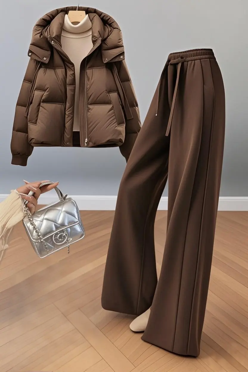 这款窄版显瘦雪尼尔阔腿裤真是秋冬季节的必备单品！高腰设计拉长腿部线条...