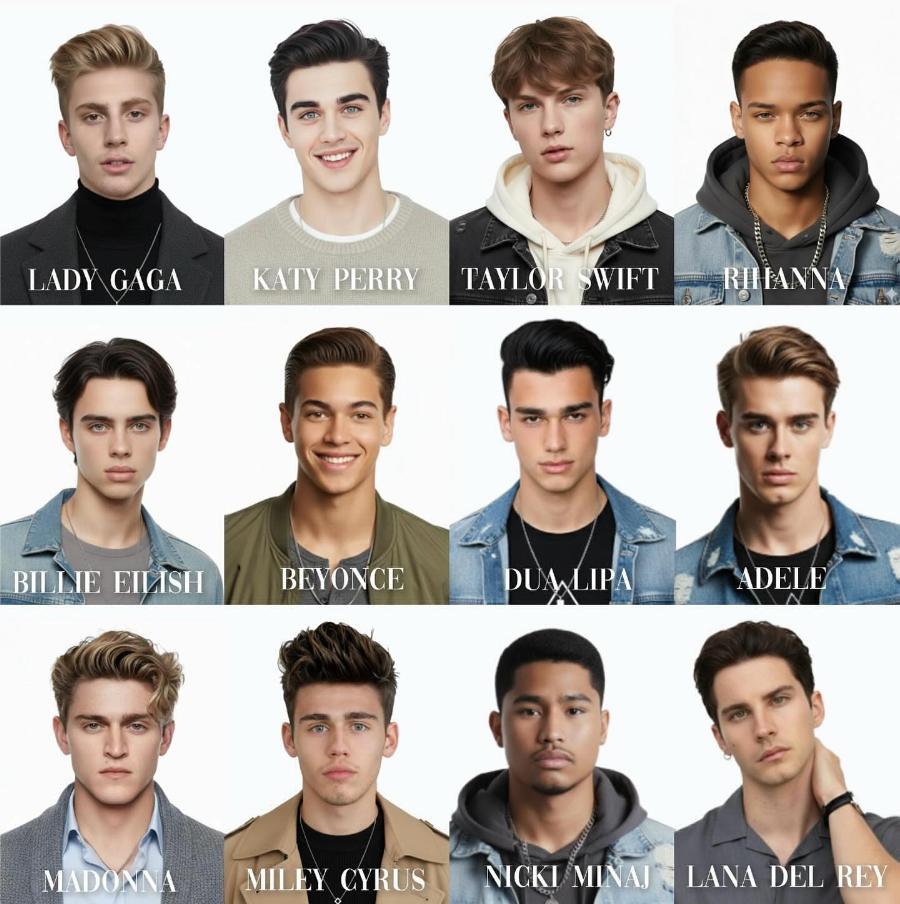 今天，一个无聊的游戏再次席卷欧美圈，就是有人用 AI 生成了欧美女歌手性转的男性