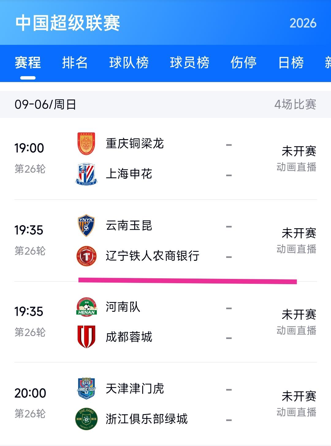 上周六浙江绿城6:0云南玉昆，可即便如此辽宁铁人本周日迎战云南玉昆依然是场很艰苦