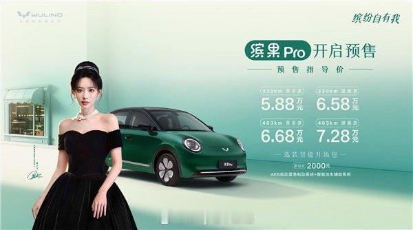 定位复古纯电五门的国民精品代步小车五菱缤果PRO预售开启，预售价5.88万起，将