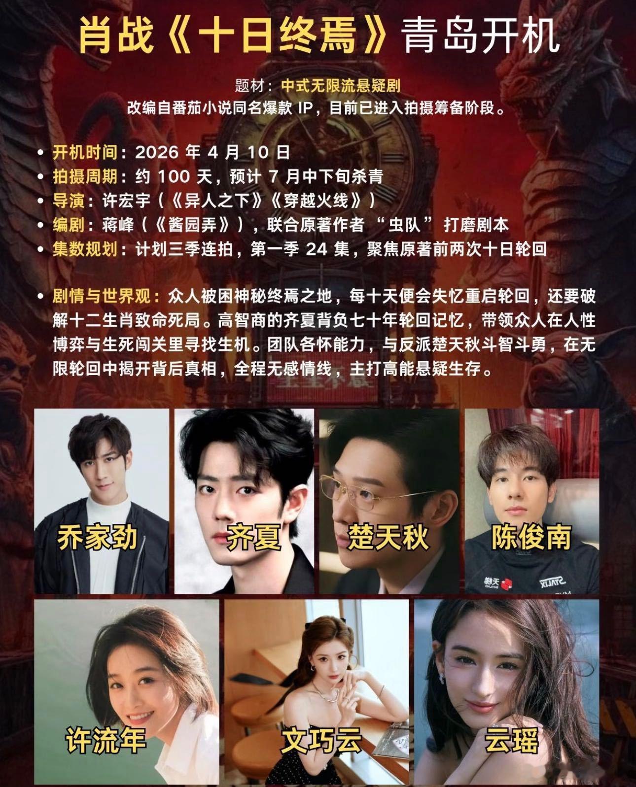 柠萌影视十日终焉选角 你可以永远相信柠萌影视的选角啊！！《十日终焉》这个阵容真的