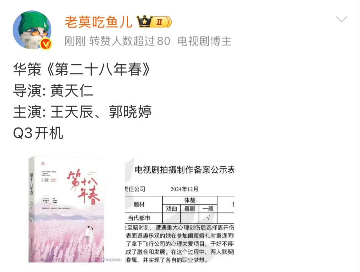 姐姐姐夫要合作了！郭晓婷王天辰新饼《第二十八年春》，导演：黄天仁（《想见你》《狙