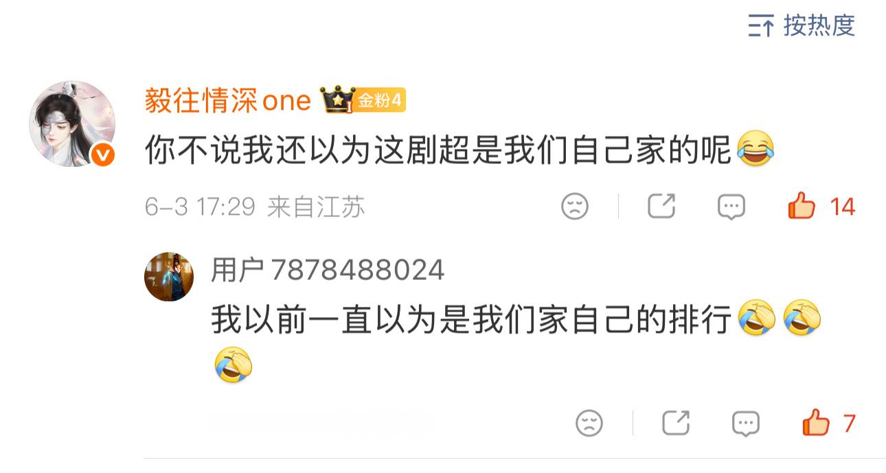 不只我认为这是我们自己家的排行，原来是所有剧超的排行，还是成毅太权威了.