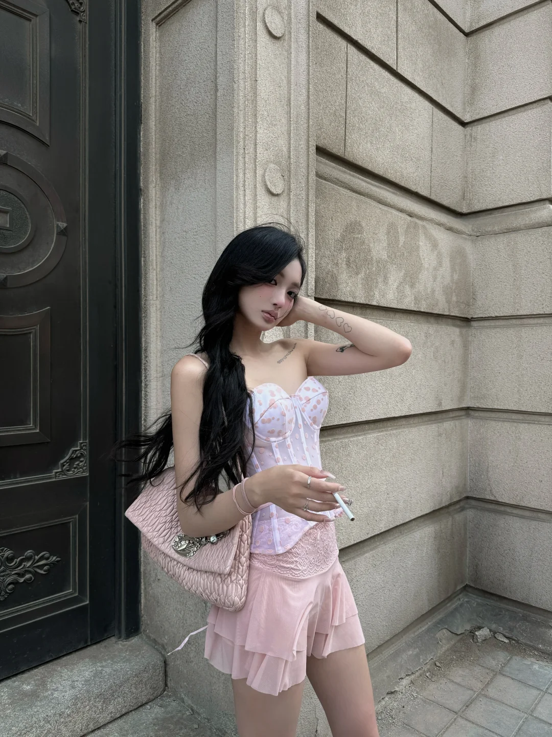 Encountering pink at the corner.