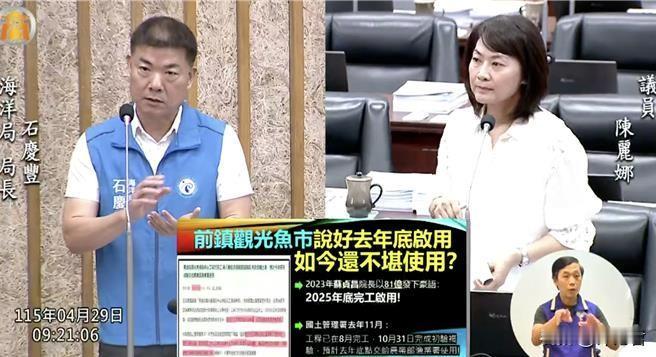 高雄前镇观光鱼市启用延宕多时，高雄市议员陈丽娜今（29）日质询指出，原定进驻的9