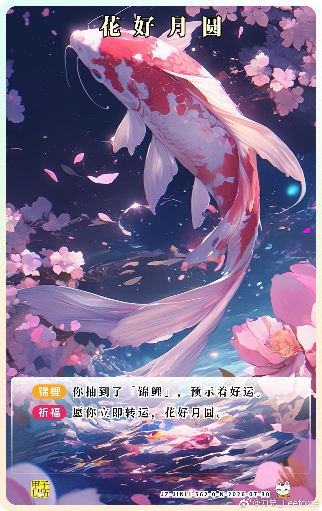 锦鲤 愿你立即转运，花好月圆。 