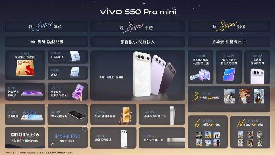 vivo S50系列2999起vivo S50 Pro mini 3699起 
