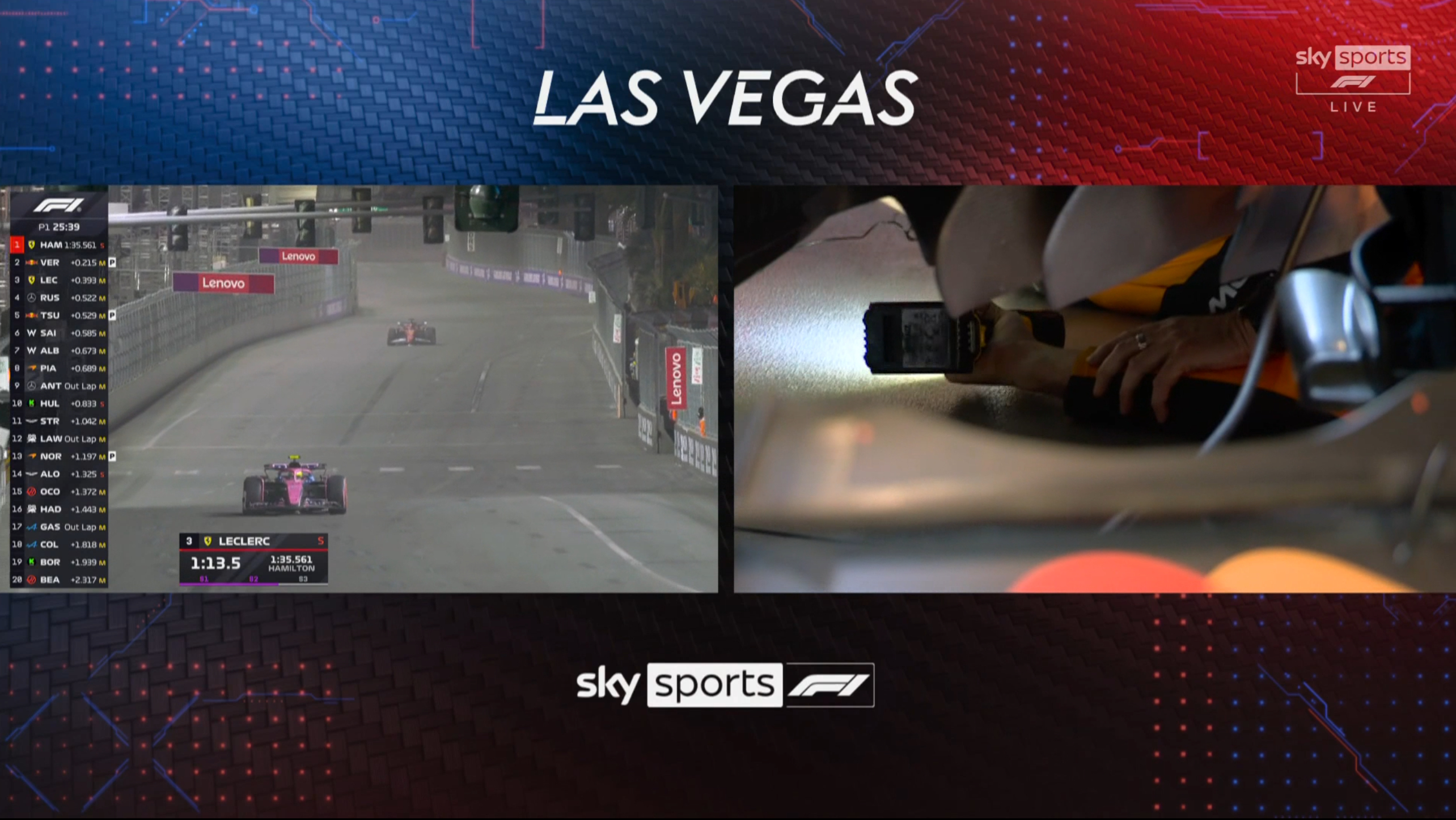 诺里斯在刚刚蹭墙后的赛车看起来没有大问题，为了保险起见技师们在仔细检查赛车的底板