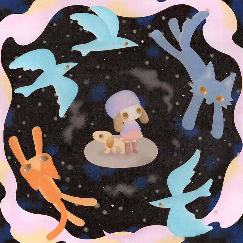插画丨爱上 Chizu Wada 的梦幻艺术可爱的女孩和小动物，组成一个个童话世