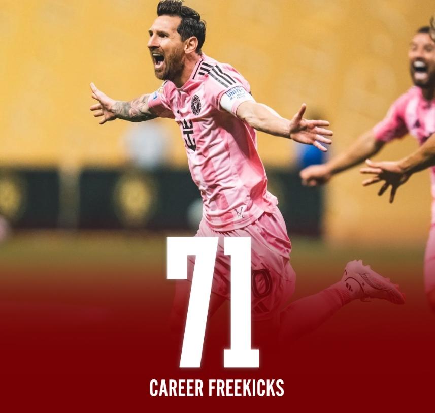 足坛任意球排行榜:梅西71球位居第二，距第一儒尼尼奥差6球！贝利70球位列第三