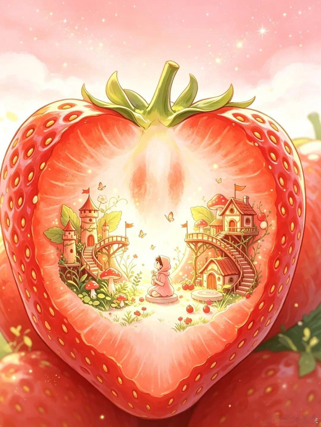 蔬果浪漫秘境里小精灵梦幻背景图 ​​​