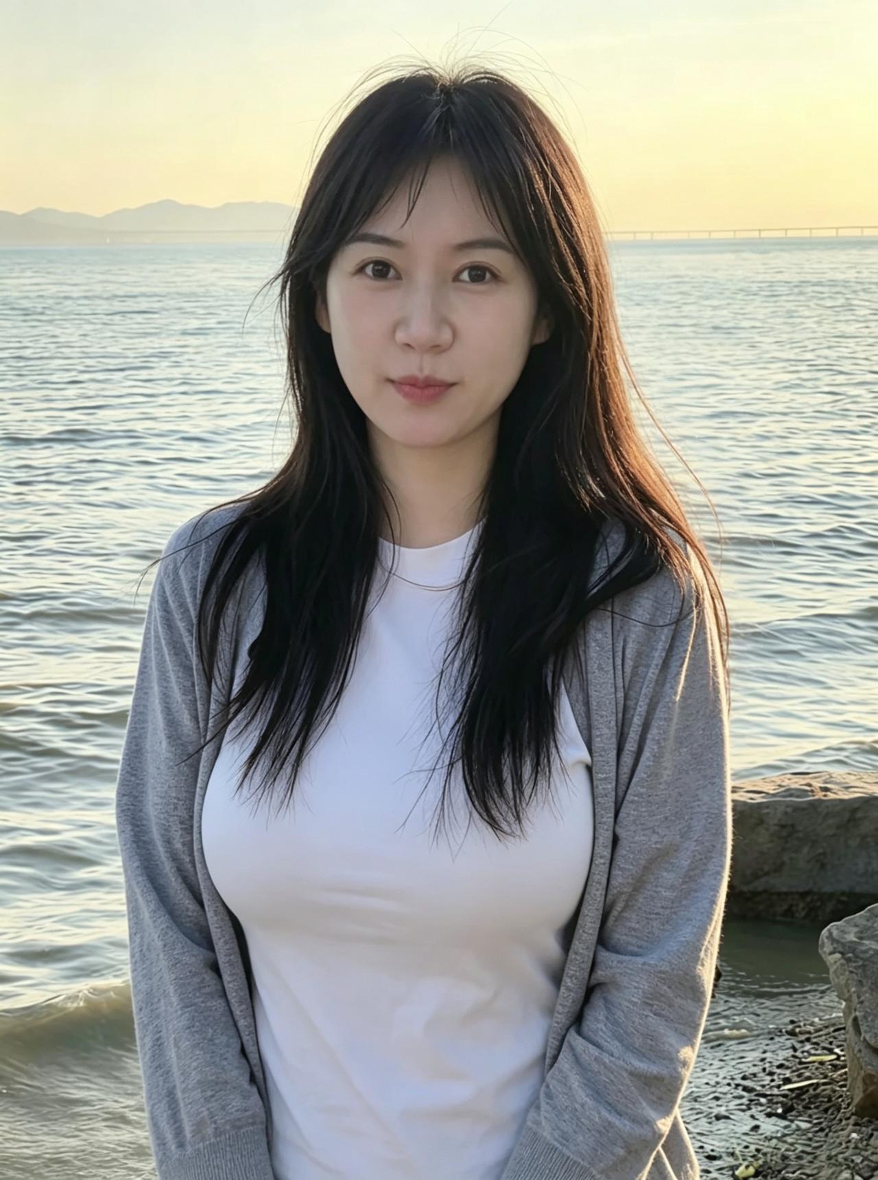 秋水横波映玉颜，轻衫素影落人间。
千般姿态皆成韵，独守清宁岁月闲。