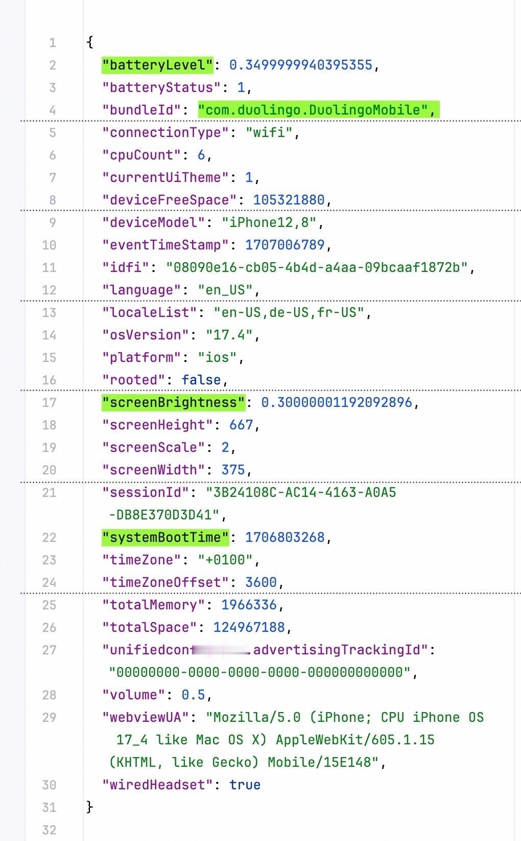Duolingo 的 iOS 应用收集各种设备信号和标识符来追踪用户，包括电池电