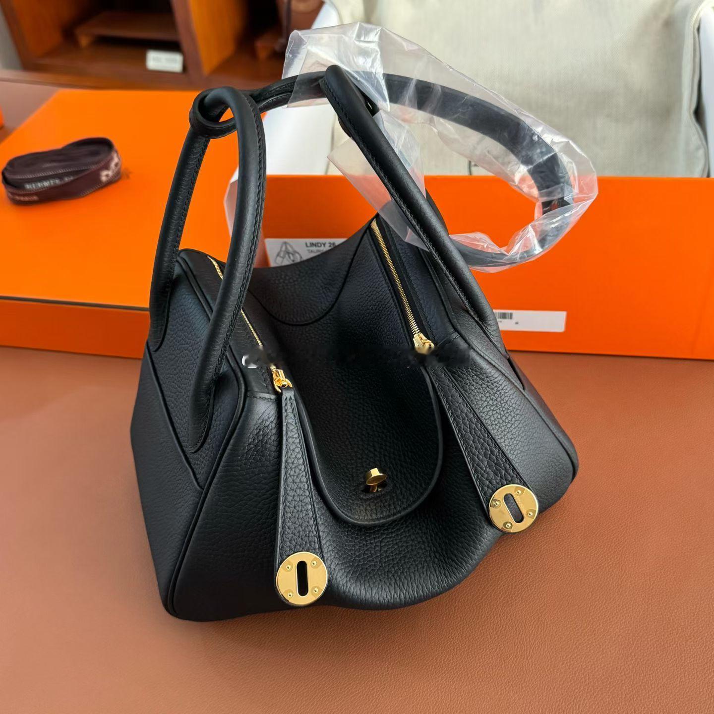 Lindy 26cm 黑金 TC皮爱马仕hermes