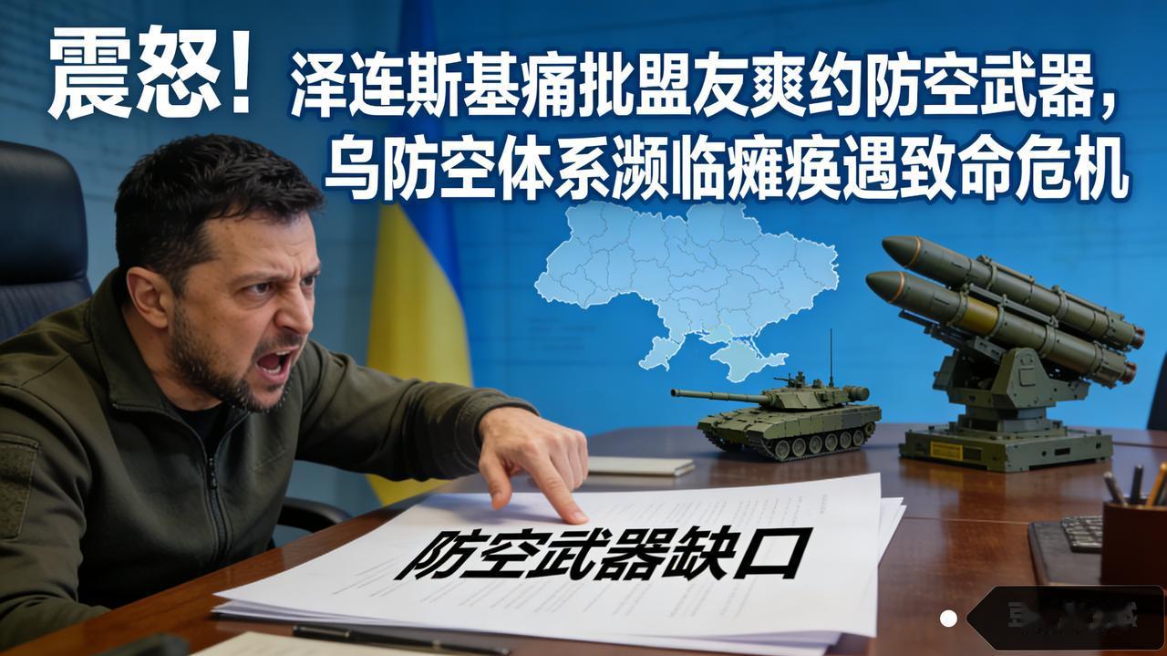震怒！泽连斯基痛批盟友爽约防空武器，乌防空体系濒临瘫痪遇致命危机
 
欧洲未及时
