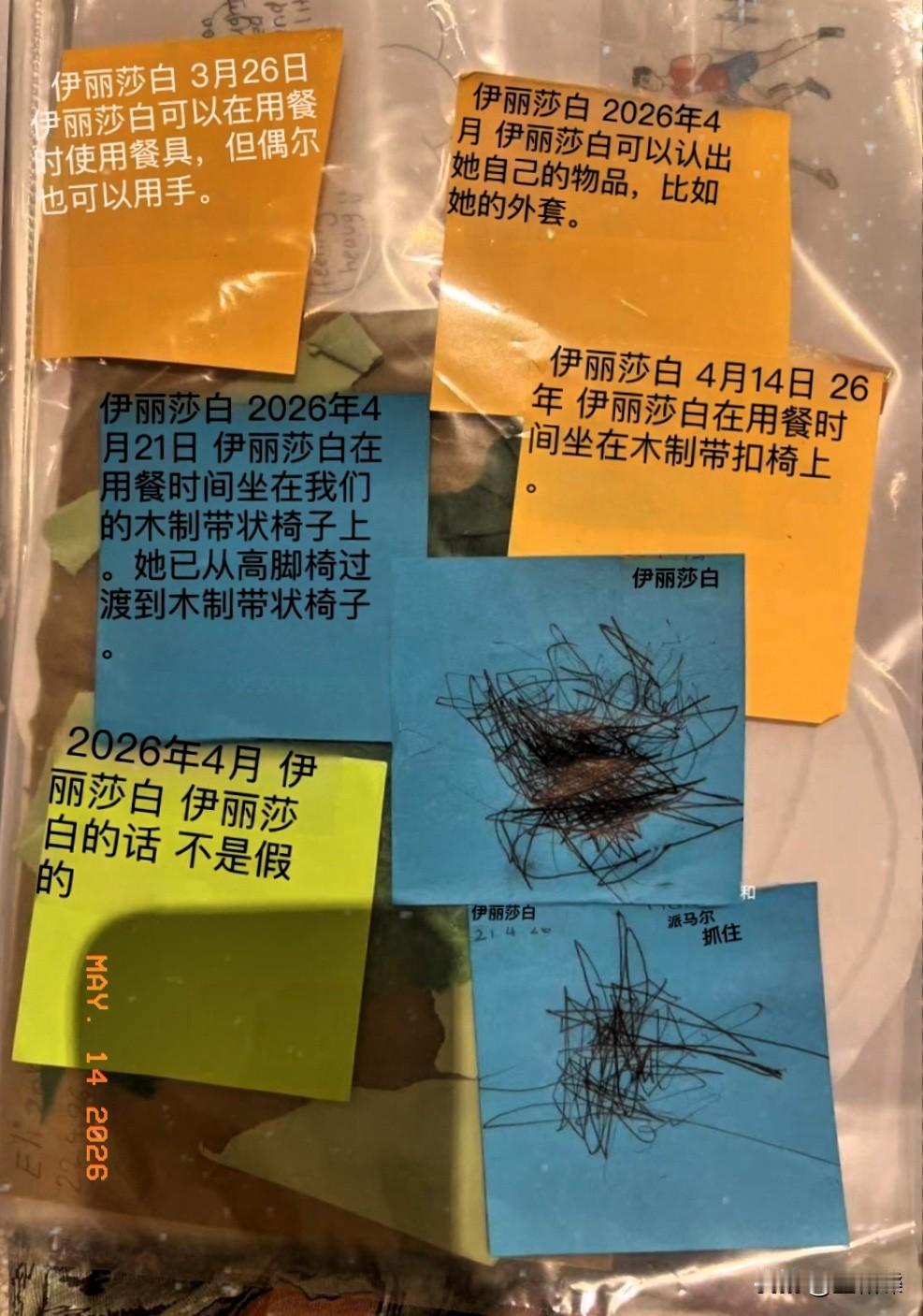 我们家宝宝第一次换到离新家附近的幼儿园，原幼儿园给她出了一个全面的早期基础学习阶