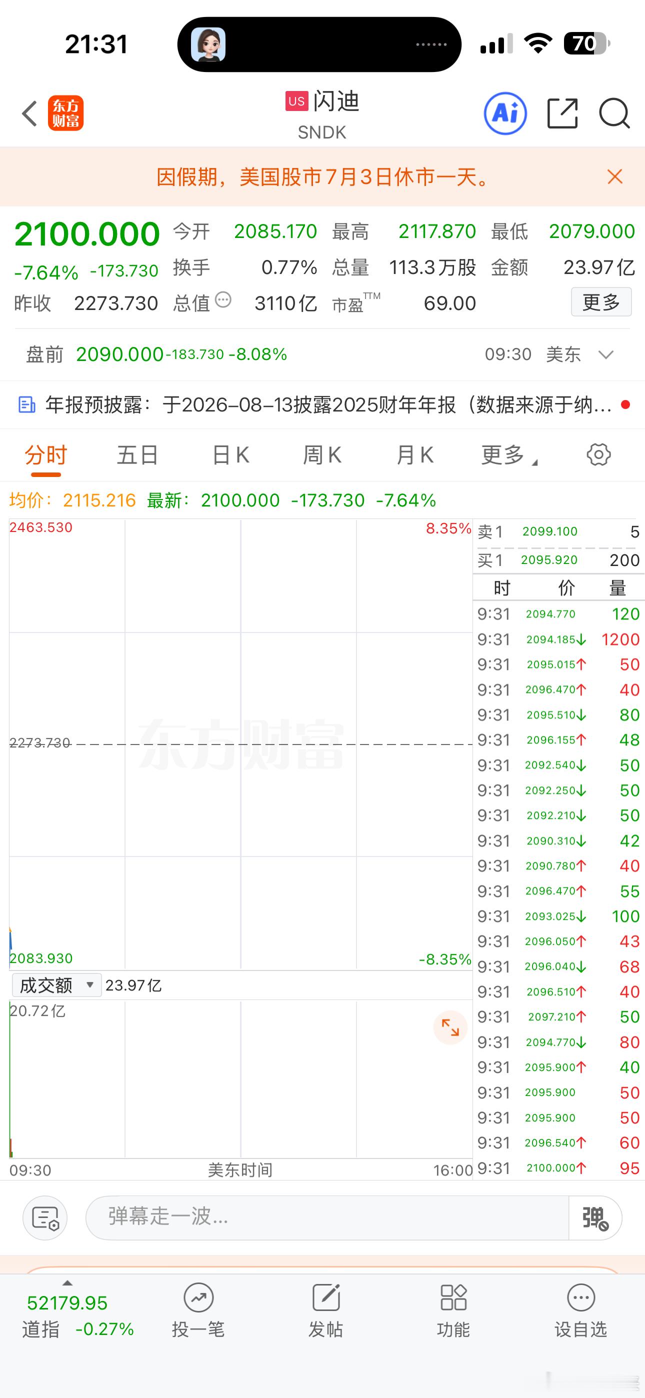 美光闪迪大幅低开 