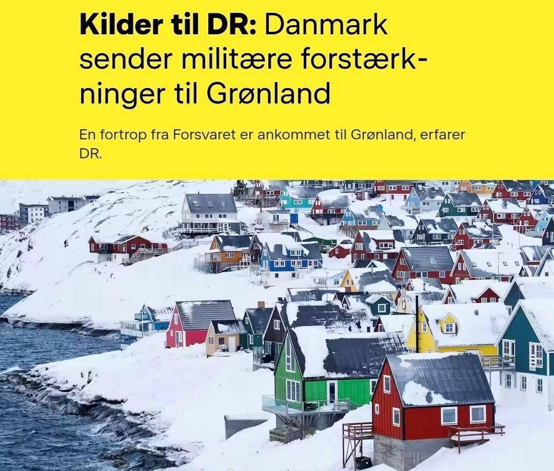 据报道，丹麦已开始向格陵兰岛调遣军队和装备，为可能部署更大规模的军队做准备。
