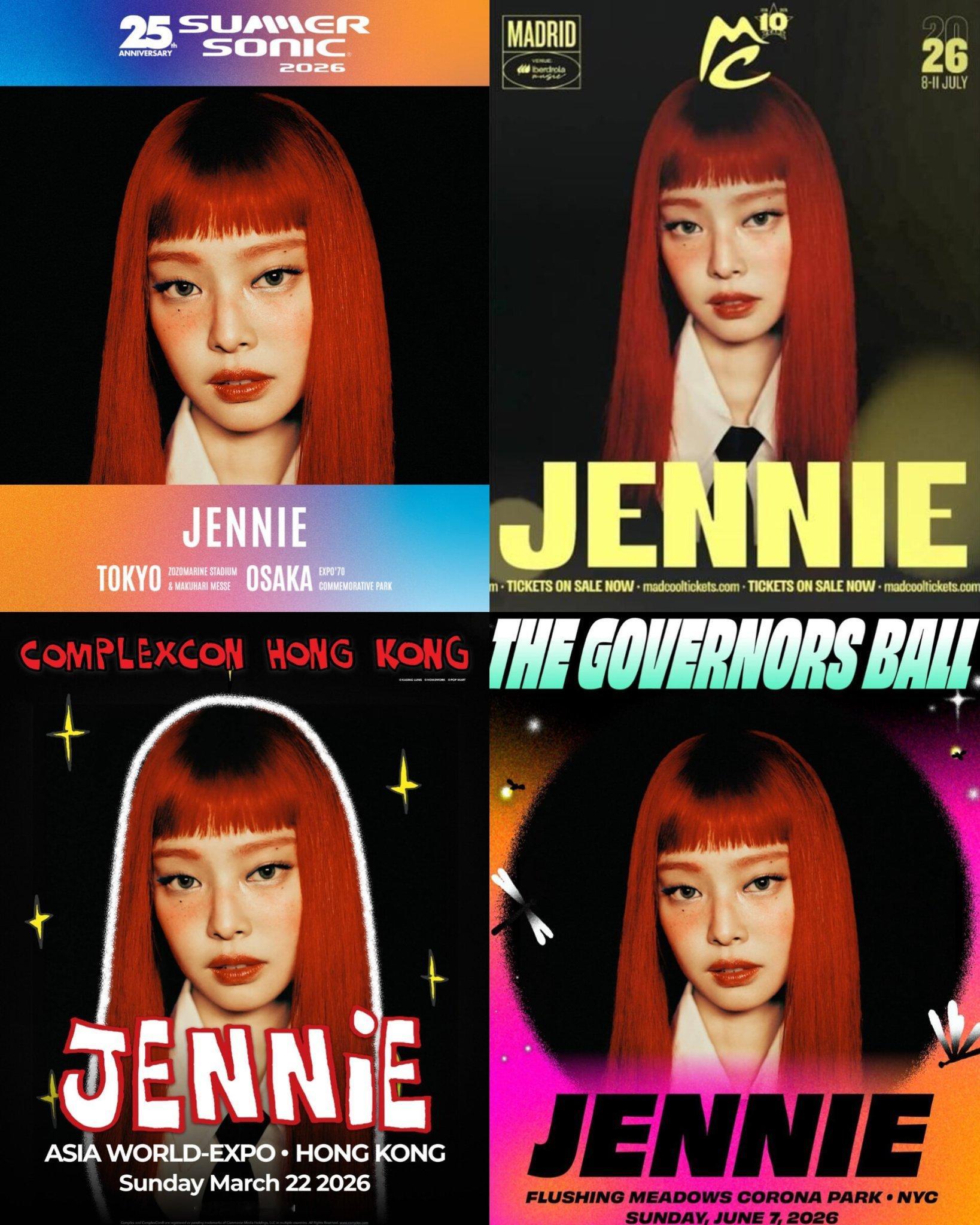 Jennie 2026年将在这些地区的音乐节演出：ComplexCon Hong