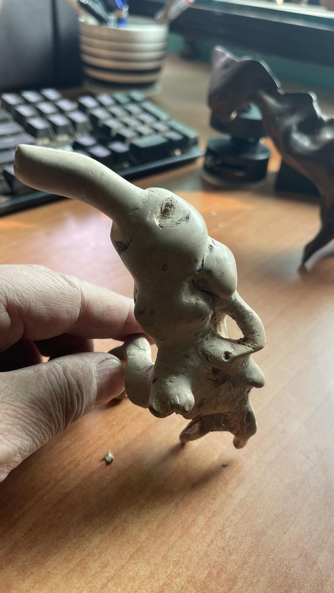 正月初一泰山偶遇千年根老，打磨初见成效