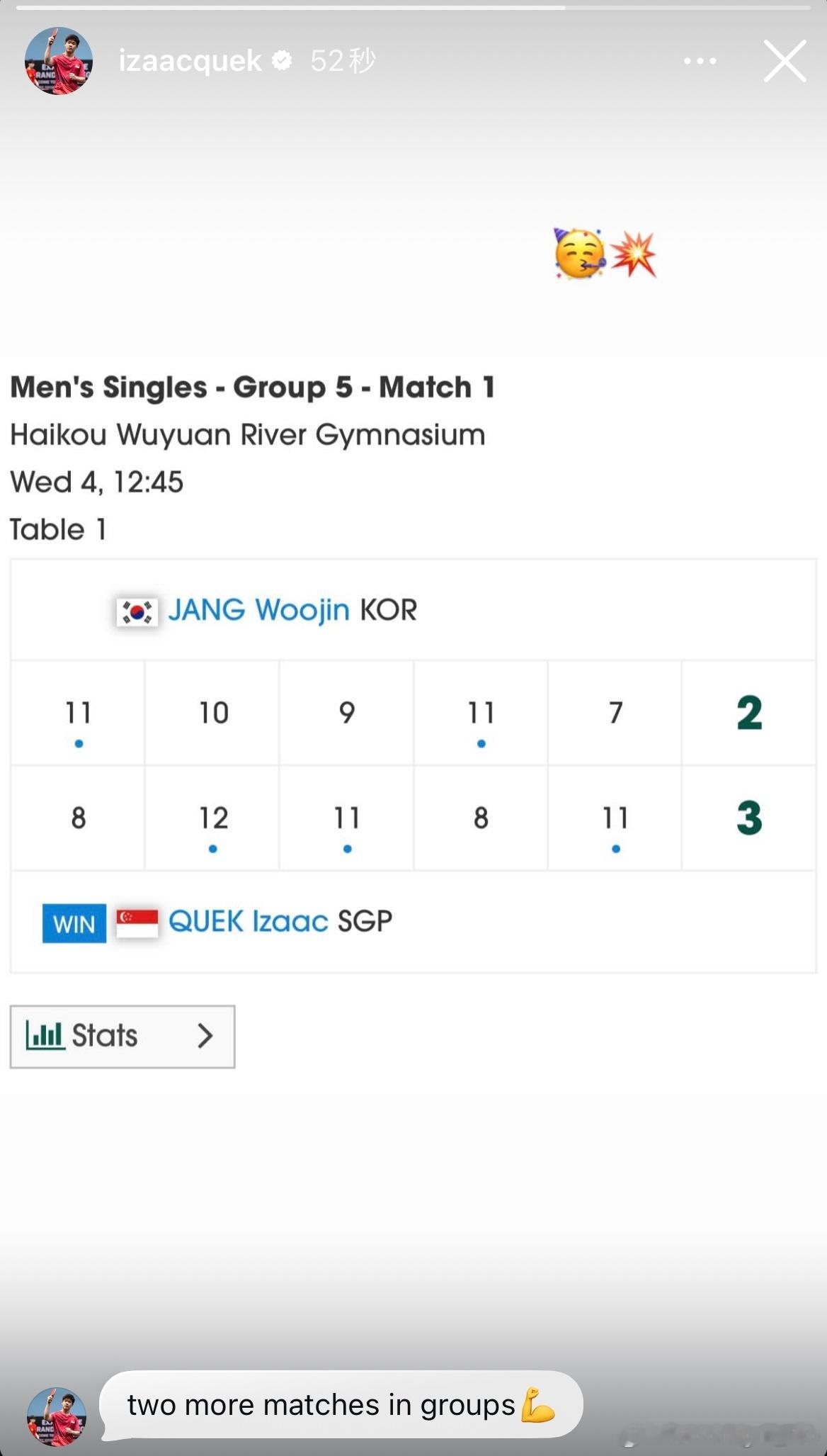 郭勇：🥳💥小组赛还有两场比赛💪 