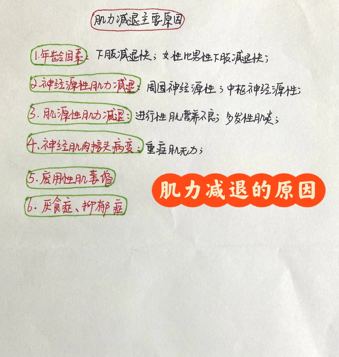 今日学习——肌力减退的主要原因