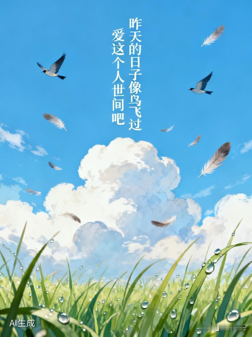 昨天的日子像鸟飞过
影子或清晰或模糊
清凉的今早
又亮堂堂地来到人间
爱这个人世