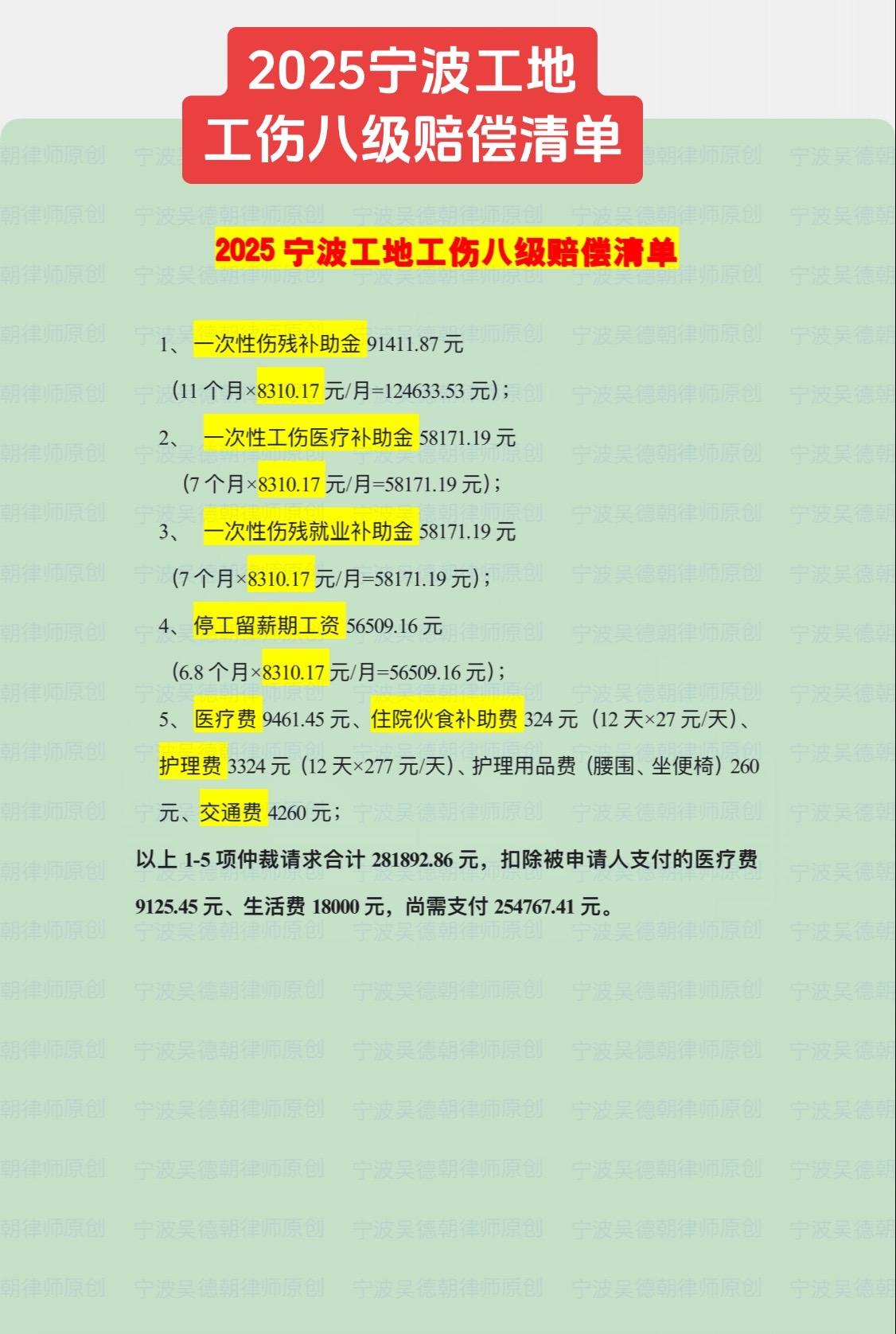 真实案例呈现，周末干货分享。工伤律师 宁波交通事故律师 宁波吴德朝律师 1588