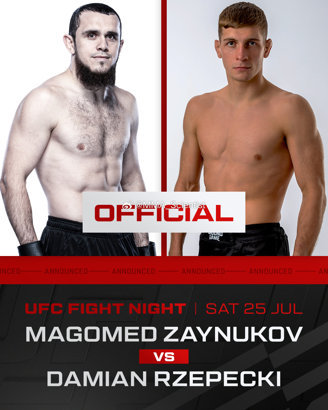 UFC官宣！战绩8-0-0的马戈梅德·扎伊努科夫（Magomed Zaynuko