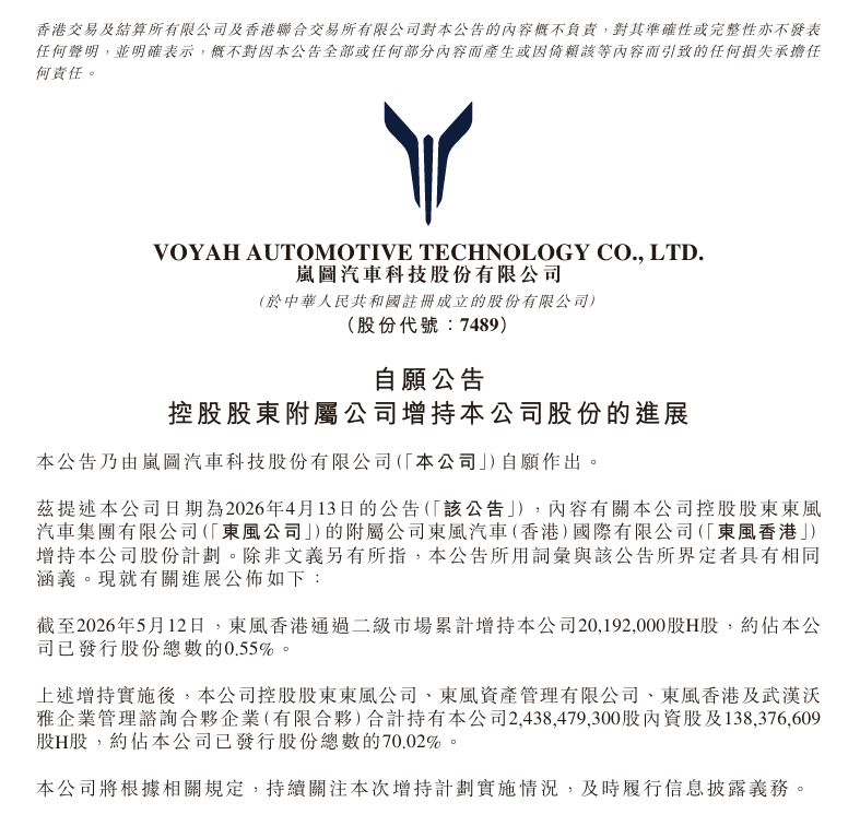 东风香港增持岚图汽车0.55%股份，控股比例达70.02% 东风增持岚图 这不是