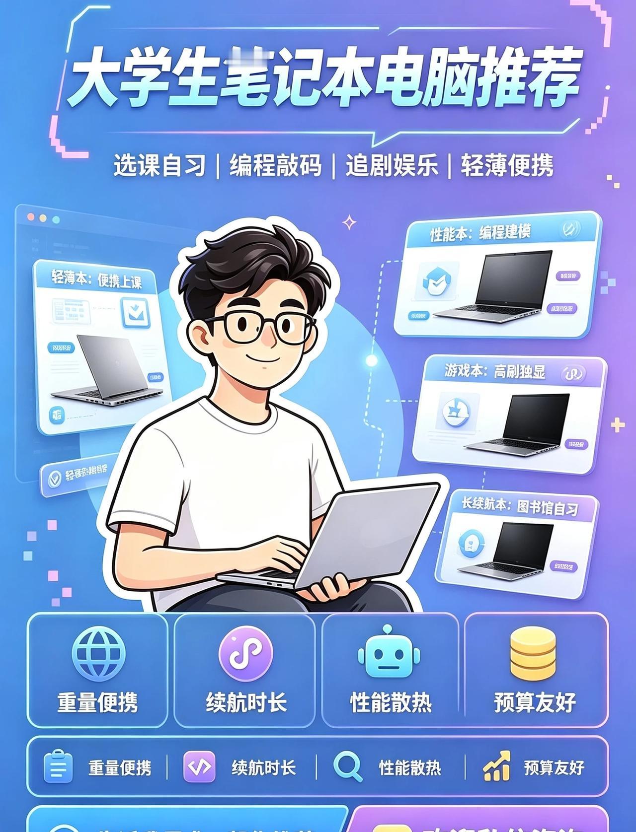 大学生笔记本选购指南来啦
按专业｜预算｜用途一对一推荐
编程｜设计｜轻薄办公｜游