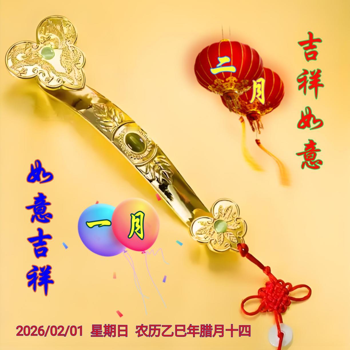 一月，吉祥如意
二月，如意吉祥