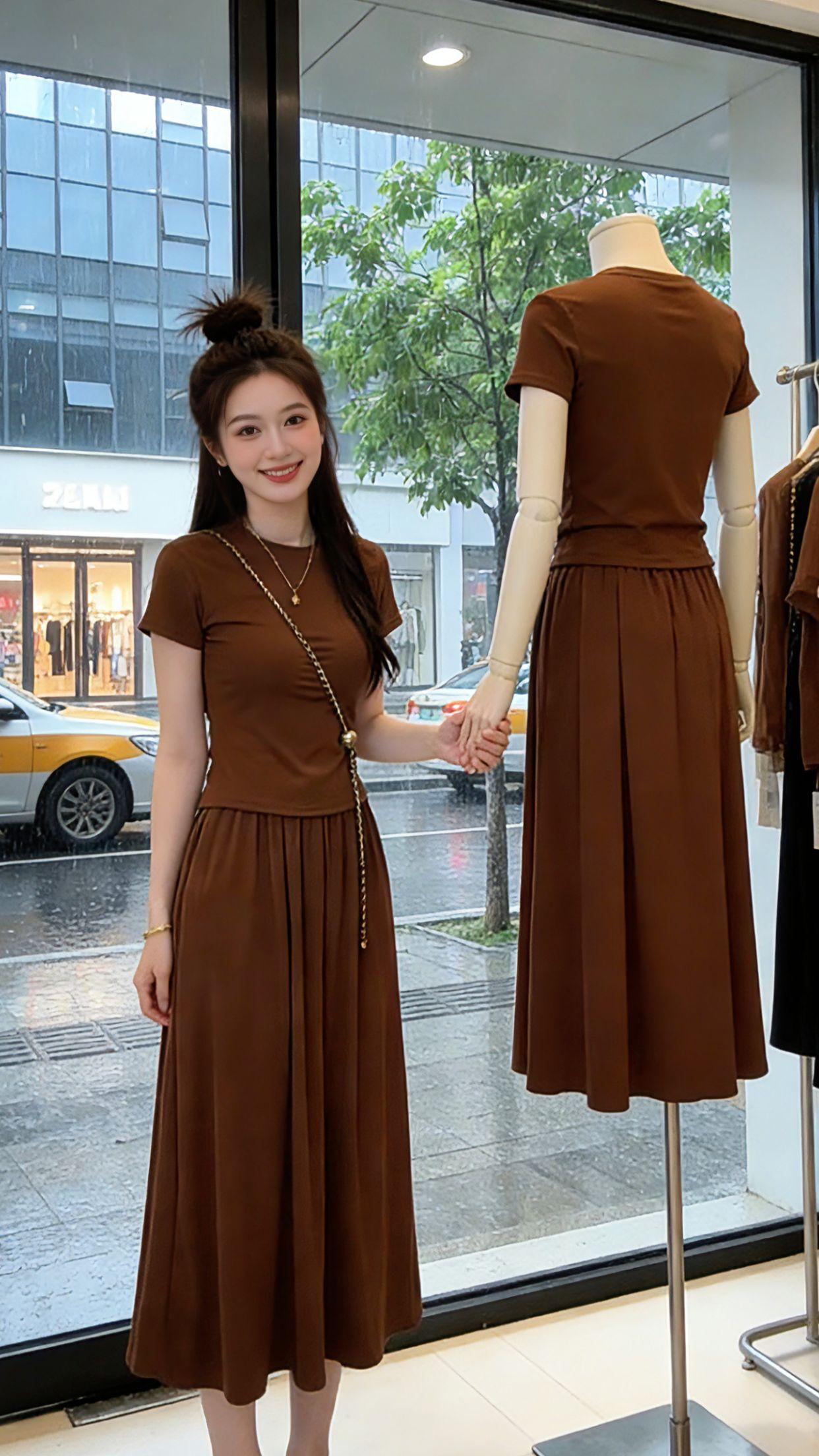 谁懂啊！这套焦糖色两件套真的承包了我整个夏天的出行。软糯透气的面料，上身舒服不闷