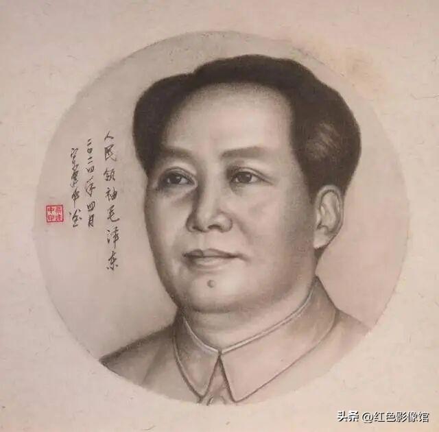 国画《人民领袖毛主席》（33x33cm）