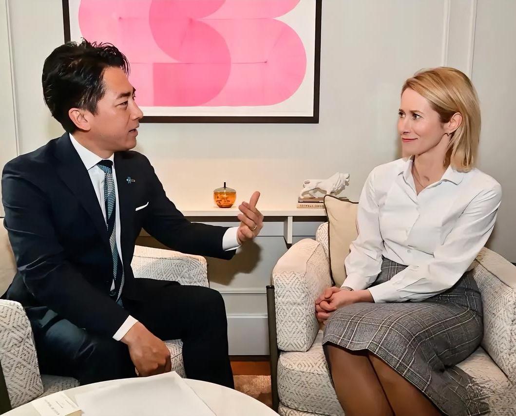 这两人聊得还挺欢呀！

近日，在慕尼黑安全会议期间，欧盟那位女外长卡拉斯与日本防