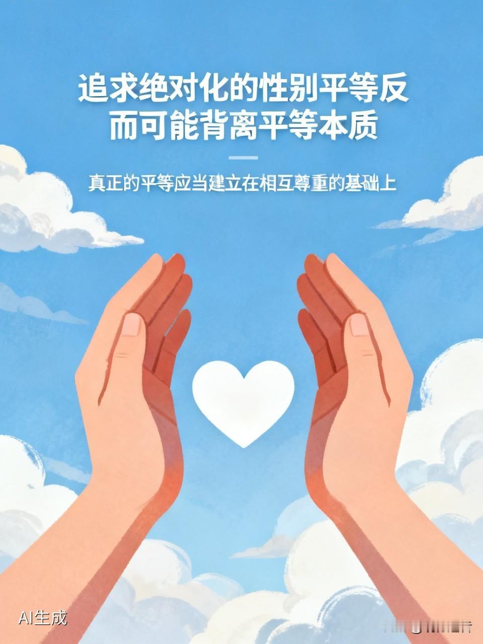 追求绝对化的性别平等反而可能背离平等本质。真正的平等应当建立在相互尊重的基础上，