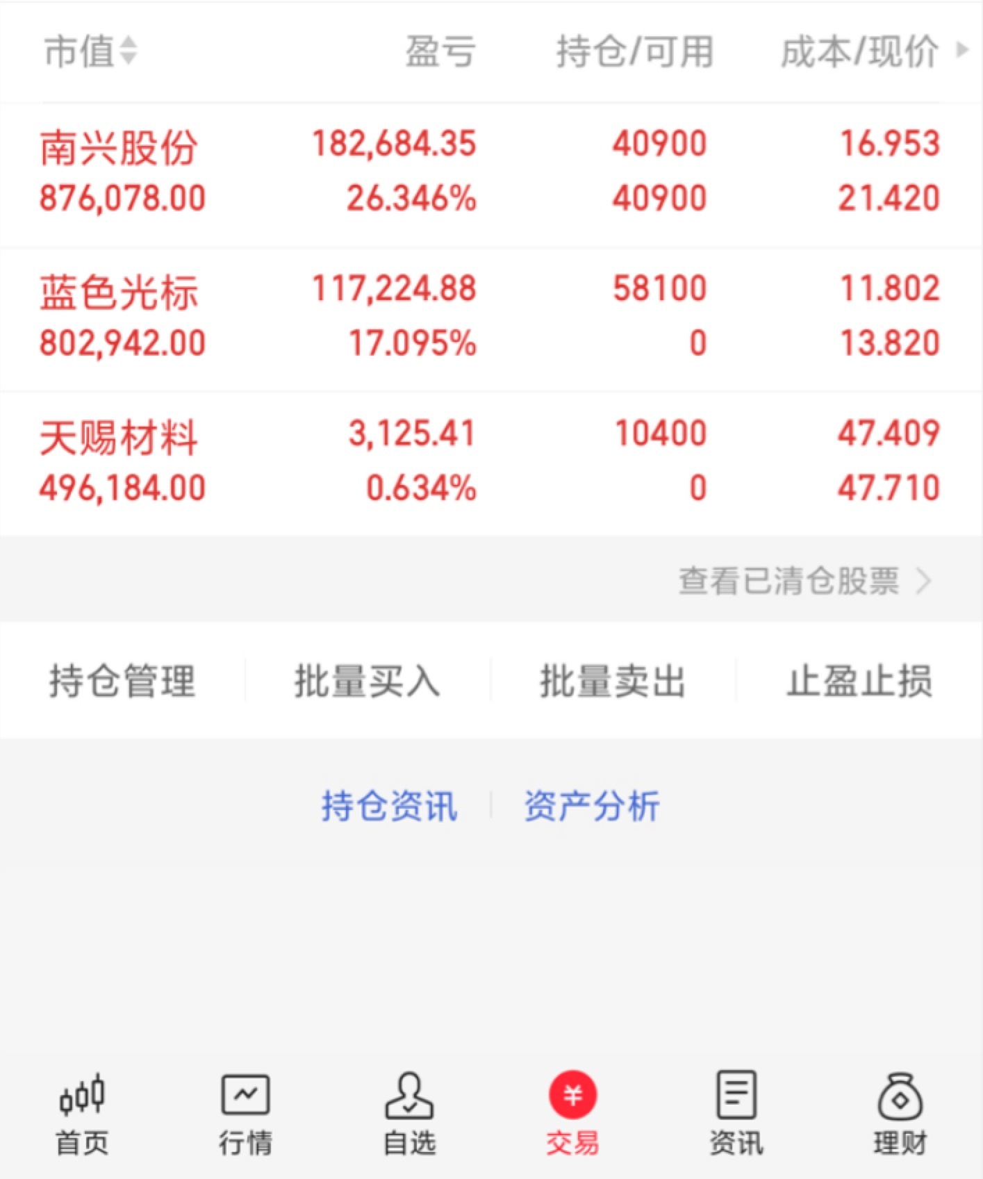 今天买入：蓝色光标、天赐材料继续持有：南兴股份还是期待有肉吃… 喜欢短线来一起特