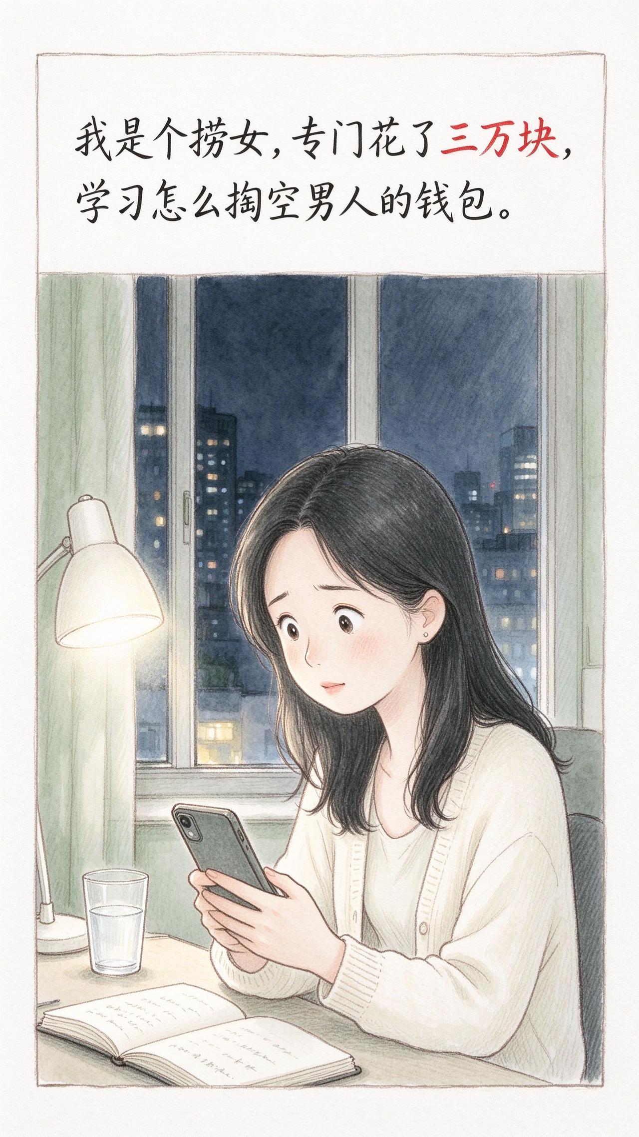 我是个捞女，专门花了 3 万块，学习怎么掏空男人的钱包。

这是国内警方曝光的情