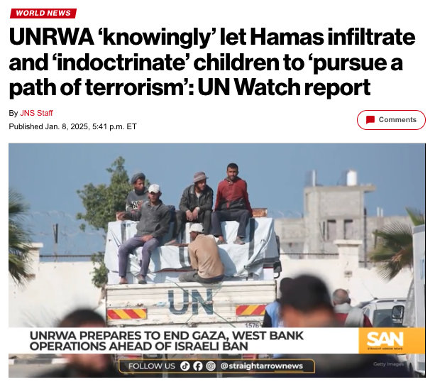 一份新报告显示，联合国近东巴勒斯坦难民救济和工程处（UNWRA）官员“定期”与哈