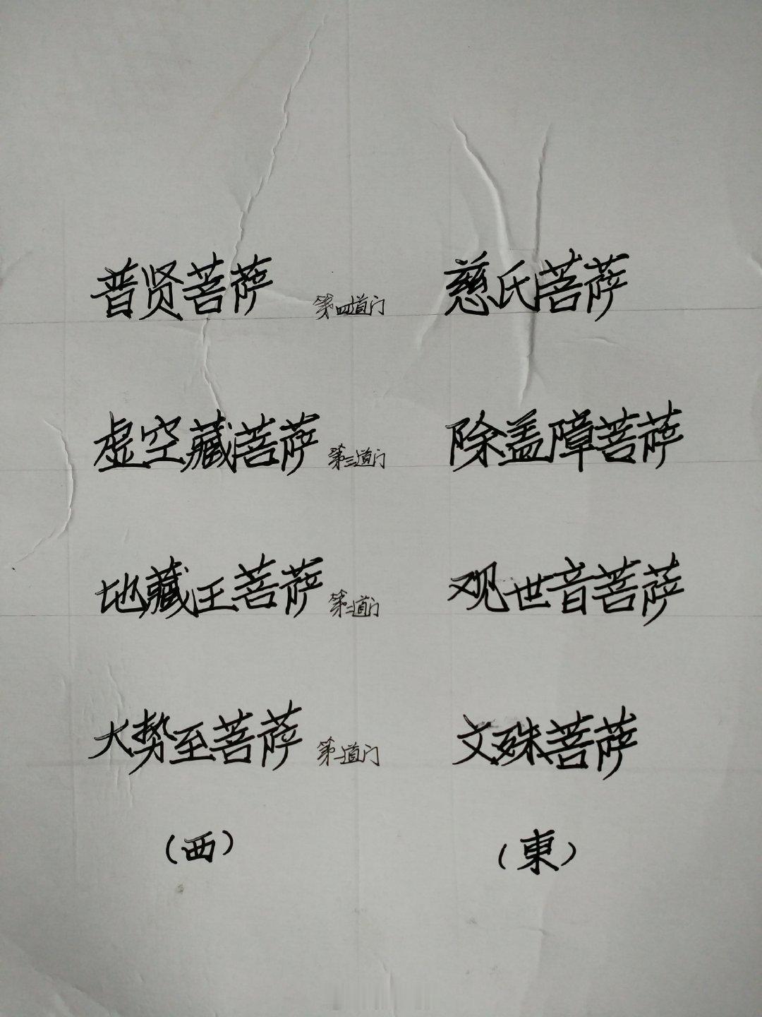 清朝皇帝陵地宫的八大菩萨从前往里、先东后西依序为：第一道石门文殊、大势至； 第二