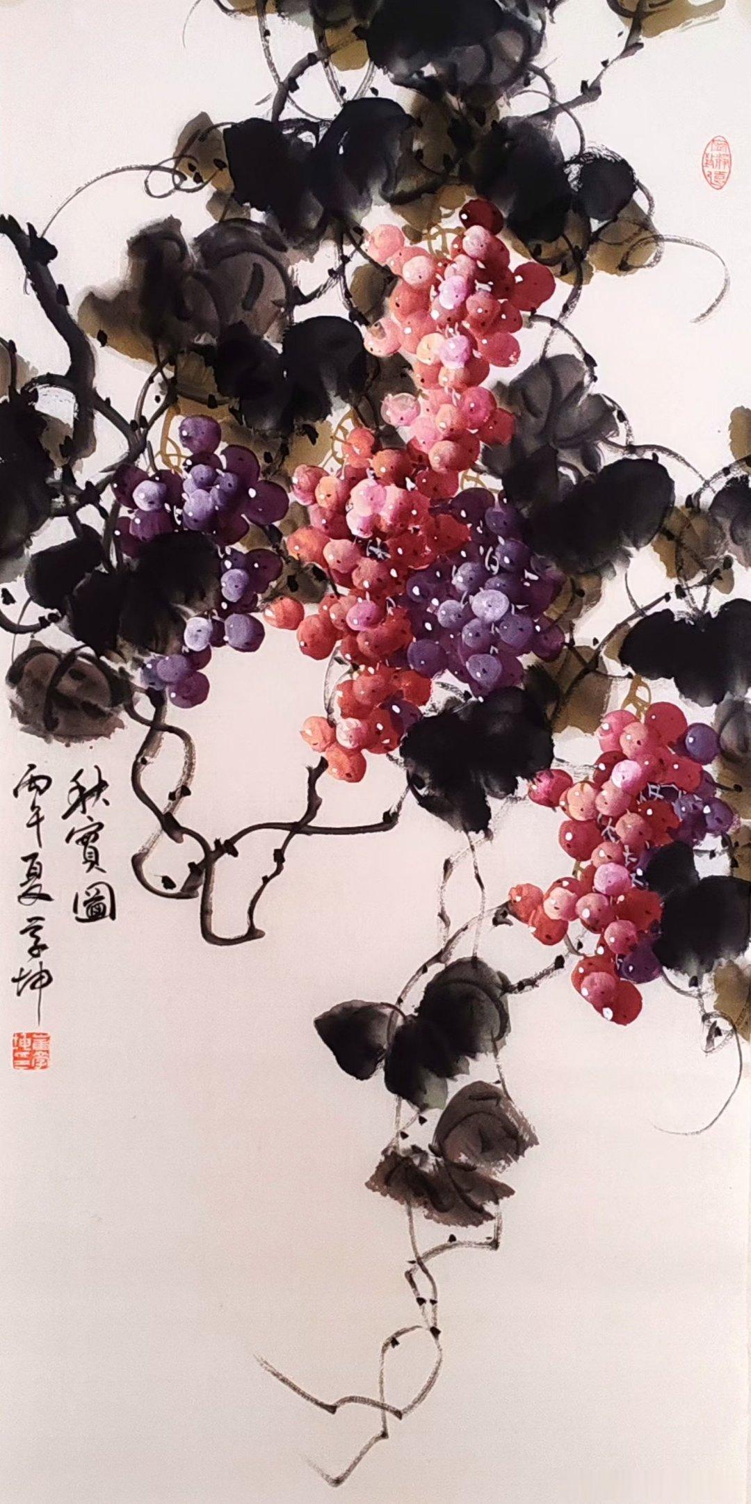 【好友新作】1画家贾雨，2画家白玉生，3书画家崔学坤（中国葡萄王），4画家傅云石