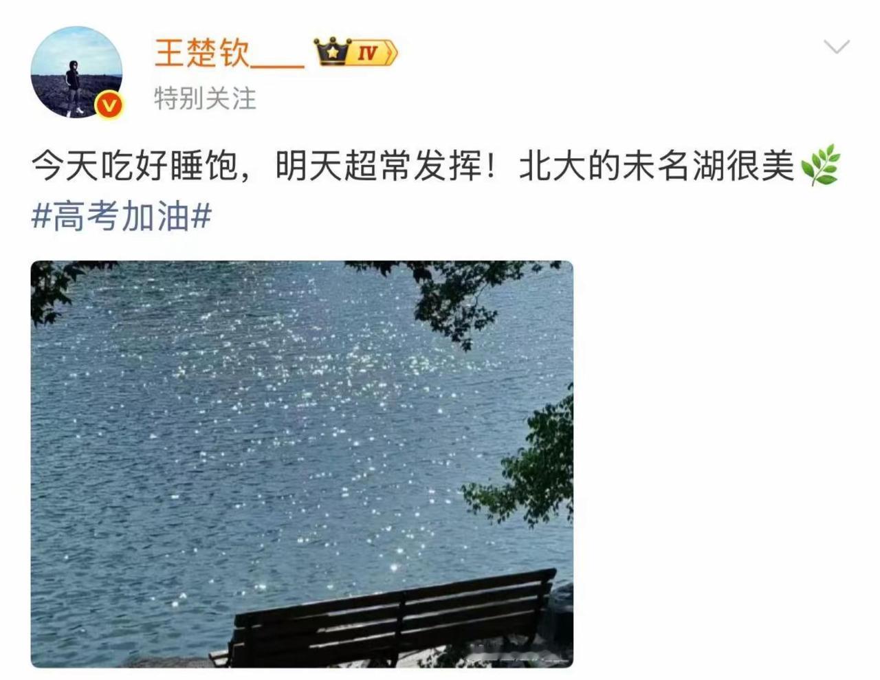 哈哈哈哈笑死我了微博发文 王楚钦 高考 人生不只有高考